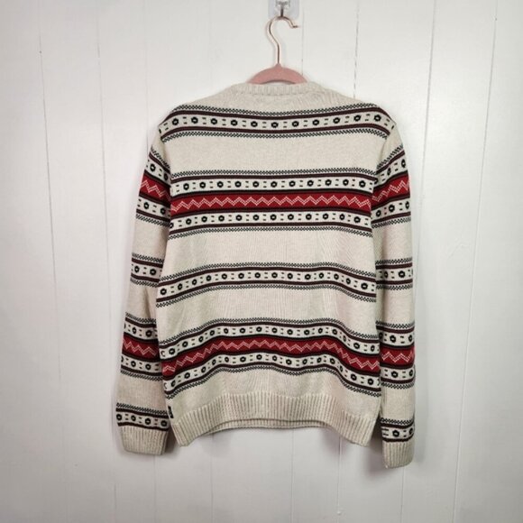 Chaps Logan Men’s Large Chunky Knit Crew Neck Holiday Sweater Red White Winter - Picture 4 of 9